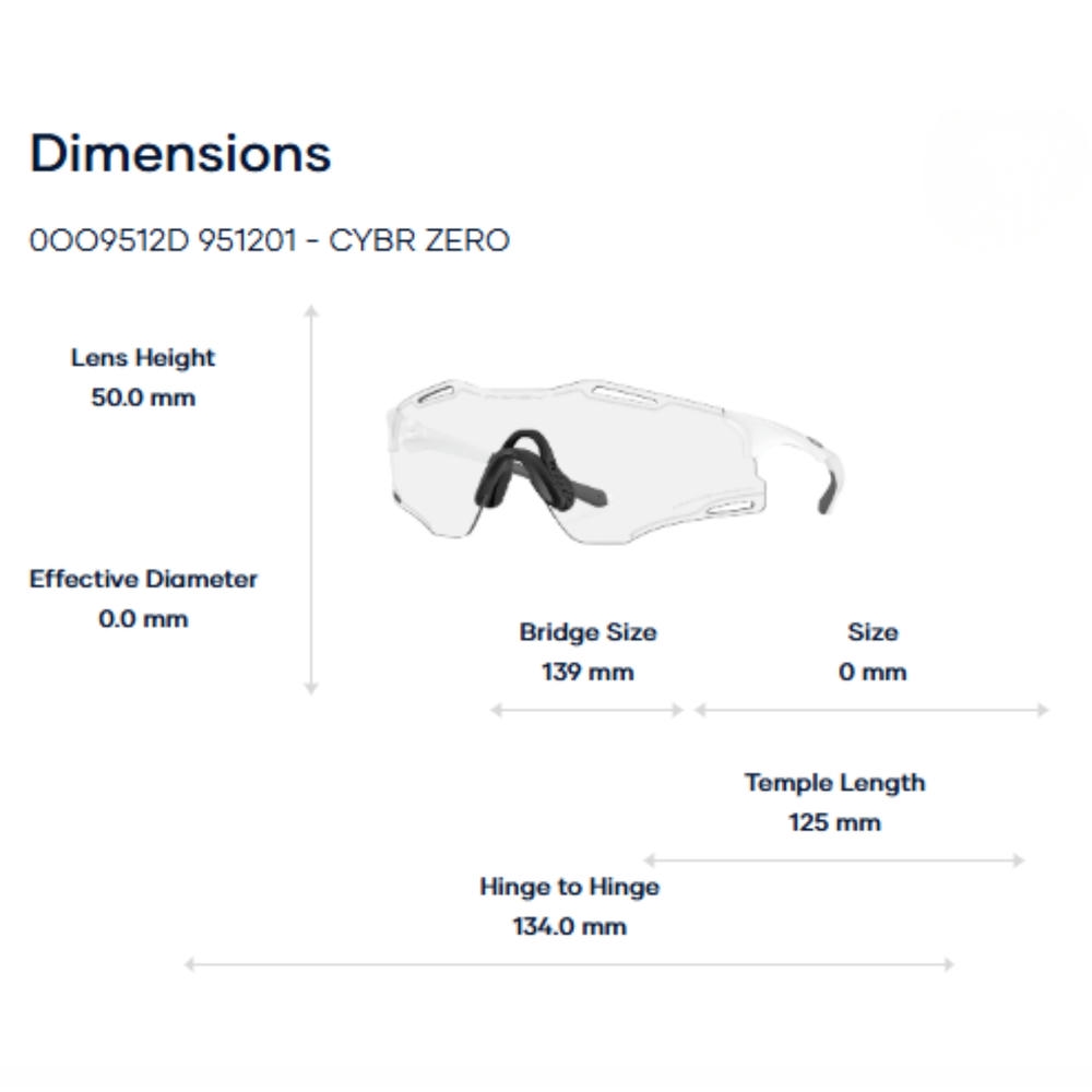 Kính Mát Thể Thao không Gọng Oakley Cybr Zero 0OO9512D - Tem Chính Hãng Luxottica