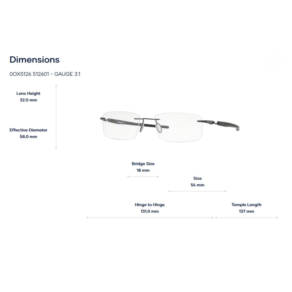 Gọng Kính Không Viền Oakley Gauge 3.1 0OX5126 – Tem Chính Hãng Luxottica 